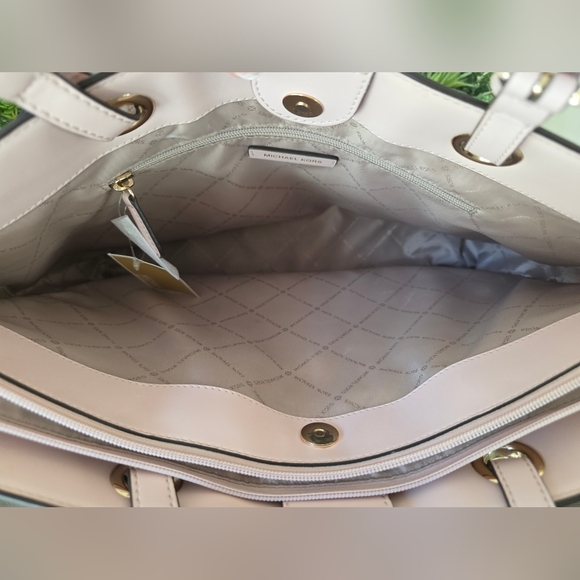 Michael Kors LG Commuter Tote/Laptop Bag Powder Blush Pink Leather+New MK Charm - Picture 11 of 16